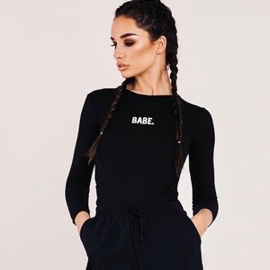 BABE. Long sleeved Body Suit ( Black )